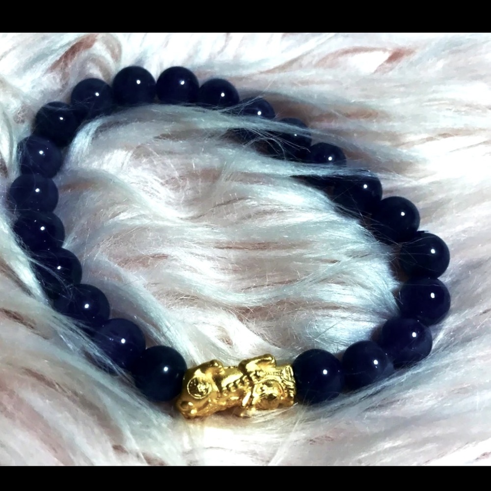 Tanzanite Bead Bracelet With 24K Charm